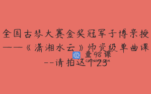 全国古琴大赛金奖冠军子博亲授——《潇湘水云》师资级单曲课–请拍这个23