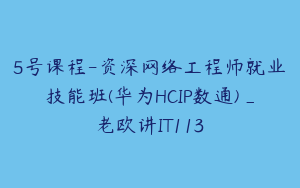 5号课程-资深网络工程师就业技能班(华为HCIP数通)_老欧讲IT113