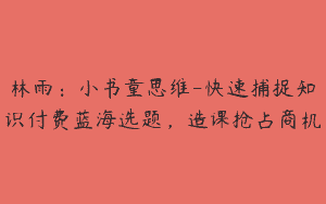 林雨：小书童思维-快速捕捉知识付费蓝海选题，造课抢占商机