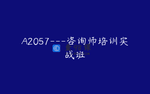 A2057—咨询师培训实战班