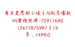 有点意思的小绿【AI起号爆款纲要视频课-7291169012677875987】19节_1499.0