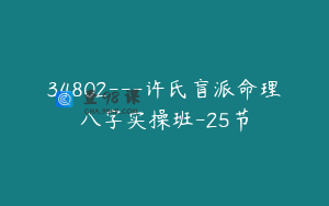 34802---许氏盲派命理八字实操班-25节
