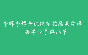 李辉李辉手机视频拍摄美学课--美学分享群16节