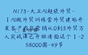N173-大卫AI超级外贸-【AI做外贸训练营外贸建站开发客户内容营销从0到3外贸万人实战课已开班请拍这个】-258000圆-49节