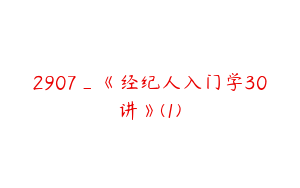 2907_《经纪人入门学30讲》(1)
