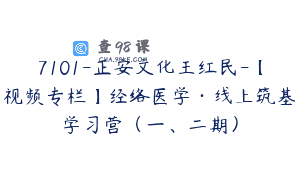 7101-正安文化王红民-【视频专栏】经络医学·线上筑基学习营（一、二期）