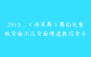 2913_《海草舞》舞蹈完整版背面示范背面慢速教程音乐