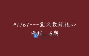 A1767—意义教练核心课程_6期