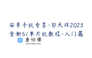 安卓手机专享-郭天祥2023全新51单片机教程-入门篇