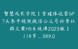 智慧成长学院【全媒体运营GPT头条中视频微信公众号抖音社群文案H5系统课2023版】118节_389.0