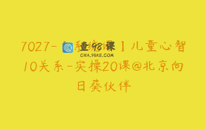 7027-【系统课】儿童心智10关系-实操20课@北京向日葵伙伴