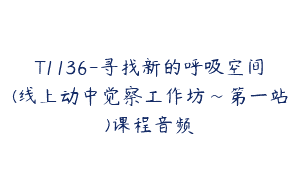 T1136-寻找新的呼吸空间(线上动中觉察工作坊~第一站)课程音频