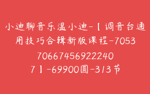 小迪聊音乐温小迪-【调音台通用技巧合辑新版课程-7053706674569222407】-69900圆-313节