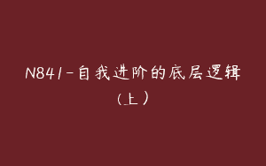 N841-自我进阶的底层逻辑(上）