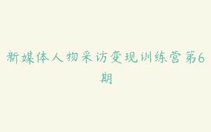 新媒体人物采访变现训练营第6期