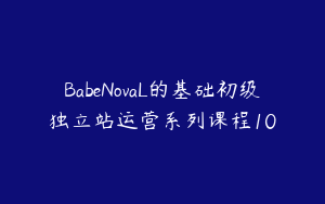 BabeNovaL的基础初级独立站运营系列课程10
