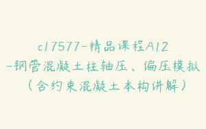 c17577-精品课程A12-钢管混凝土柱轴压、偏压模拟（含约束混凝土本构讲解）