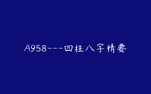 A958—四柱八字精要