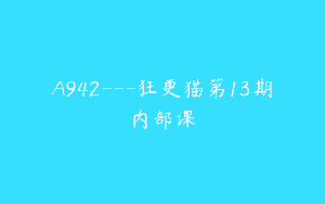 A942—狂更猫第13期内部课