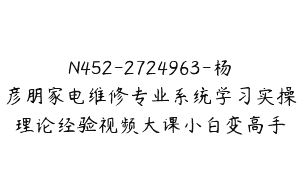 N452-2724963-杨彦朋家电维修专业系统学习实操理论经验视频大课小白变高手