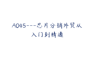A045—芯片分销外贸从入门到精通