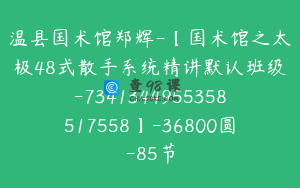温县国术馆郑辉-【国术馆之太极48式散手系统精讲默认班级-7341344955358517558】-36800圆-85节