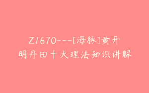 Z1670—[海豚]黄开明丹田十大理法知识讲解