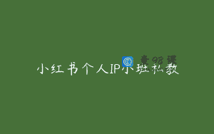 小红书个人IP小班私教