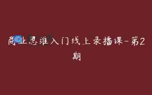 商业思维入门线上录播课-第2期