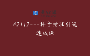 A2112—抖音精准引流速成课