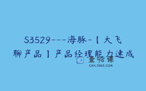 S3529—海豚-【大飞聊产品】产品经理能力速成