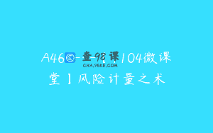 A460—【1104微课堂】风险计量之术