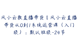 风小云教直播带货【风小云直播带货从0到1系统运营课（入门级）：默认班级-24节