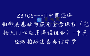 Z3106—[]中医经络拍痧法基础与应用全套课程（包括入门和应用课程组合）-中医经络拍痧法喜善行学堂