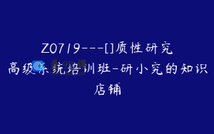 Z0719---[]质性研究高级系统培训班-研小究的知识店铺