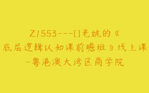 Z1553---[]老姚的《底层逻辑认知课前瞻班》线上课-粤港澳大湾区商学院