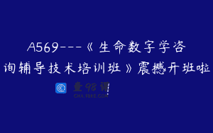 A569—《生命数字学咨询辅导技术培训班》震撼开班啦！