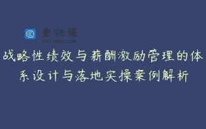 战略性绩效与薪酬激励管理的体系设计与落地实操案例解析