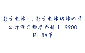 影子老师-【影子老师幼师必修公开课兴趣培养拼】-9900圆-84节