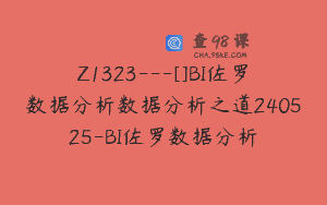 Z1323—[]BI佐罗数据分析数据分析之道240525-BI佐罗数据分析