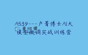 A539—卢菁博士AI大模型微调实战训练营