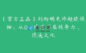 【官方正品】刘向明老师超级领袖：从0-1修炼深层领导力_顶流文化