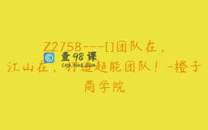 Z2758---[]团队在，江山在，打造超能团队！-橙子商学院