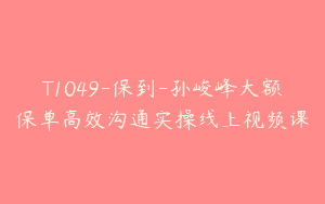 T1049-保到-孙峻峰大额保单高效沟通实操线上视频课