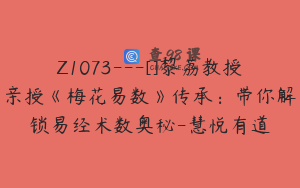 Z1073---[]黎荔教授亲授《梅花易数》传承：带你解锁易经术数奥秘-慧悦有道