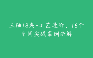 三轴18夹-工艺进阶，16个车间实战案例讲解