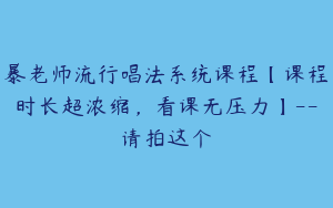 暴老师流行唱法系统课程【课程时长超浓缩，看课无压力】--请拍这个
