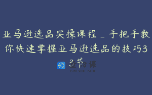 亚马逊选品实操课程_手把手教你快速掌握亚马逊选品的技巧33节