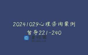 20241029心理咨询案例督导221-240
