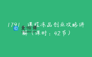 1791_课程冻品创业攻略讲解（课时：42节）